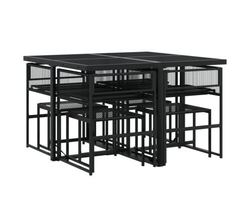 Juego de comedor de jardín 9 piezas ratán sintético negro