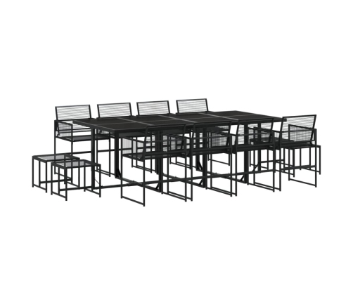 Set de comedor de jardín 13 pzas ratán sintético negro