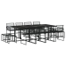 Set de comedor de jardín 13 pzas ratán sintético negro