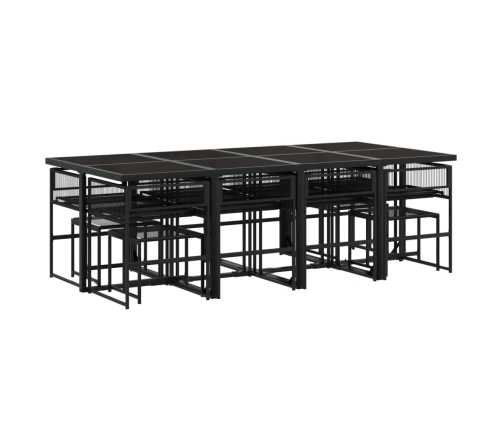 Set de comedor de jardín 13 pzas ratán sintético negro