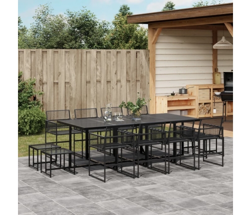 Set de comedor de jardín 13 pzas ratán sintético negro