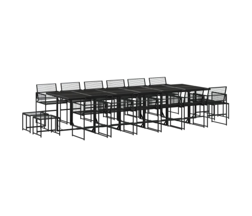 Set de comedor de jardín 17 pzas ratán sintético negro