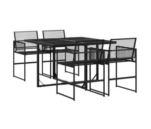 Juego de comedor de jardín 5 piezas ratán sintético negro