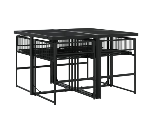 Juego de comedor de jardín 5 piezas ratán sintético negro