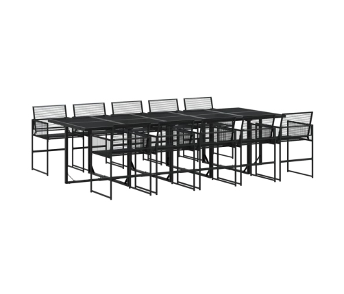Set de comedor de jardín 11 pzas ratán sintético negro