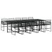 Set de comedor de jardín 11 pzas ratán sintético negro