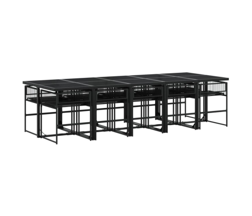 Set de comedor de jardín 11 pzas ratán sintético negro