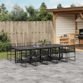 Set de comedor de jardín 11 pzas ratán sintético negro