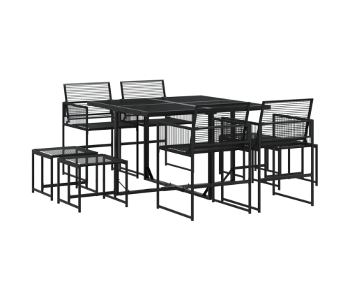 Juego de comedor de jardín 9 piezas ratán sintético negro