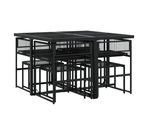 Juego de comedor de jardín 9 piezas ratán sintético negro