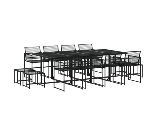 Set de comedor de jardín 13 pzas ratán sintético negro