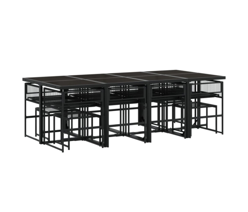 Set de comedor de jardín 13 pzas ratán sintético negro