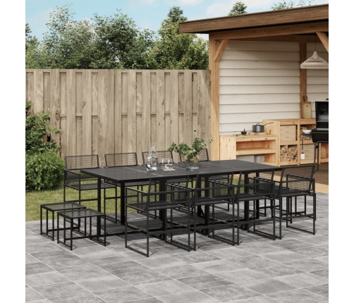 Set de comedor de jardín 13 pzas ratán sintético negro