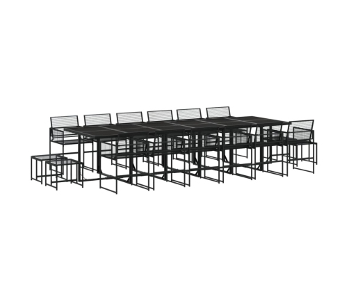 Set de comedor de jardín 17 pzas ratán sintético negro
