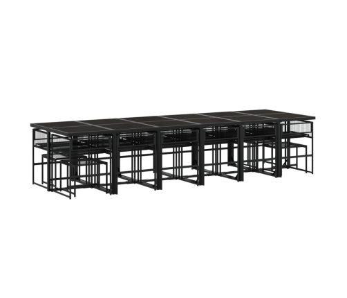 Set de comedor de jardín 17 pzas ratán sintético negro
