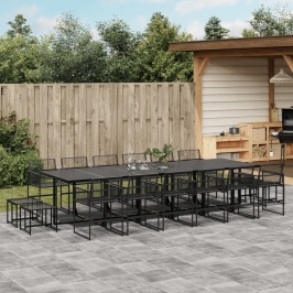 Set de comedor de jardín 17 pzas ratán sintético negro