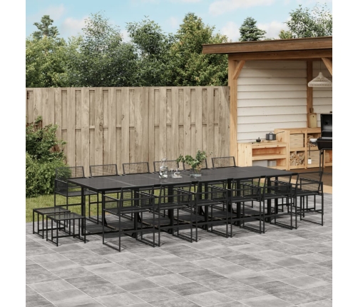 Set de comedor de jardín 17 pzas ratán sintético negro