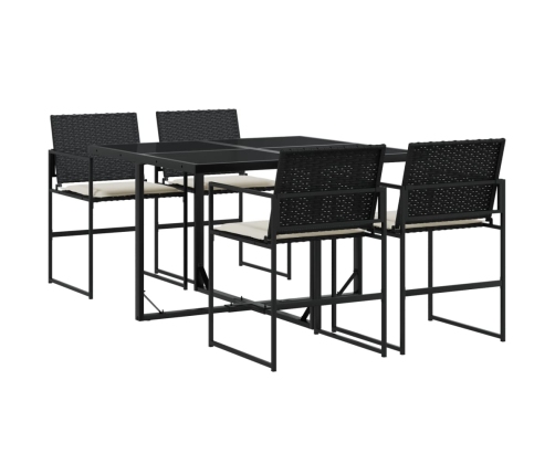 Set de muebles jardín 5 pzas con cojines ratán sintético negro