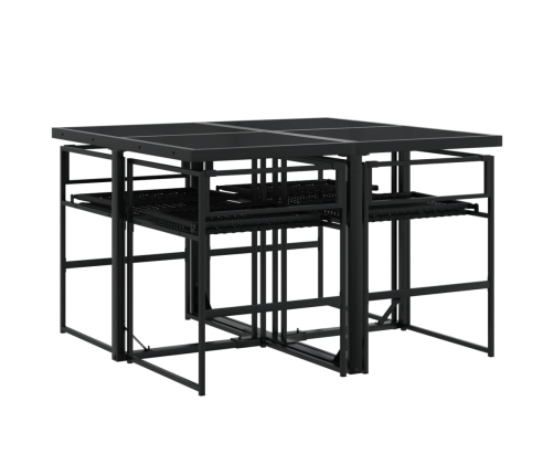 Set de muebles jardín 5 pzas con cojines ratán sintético negro