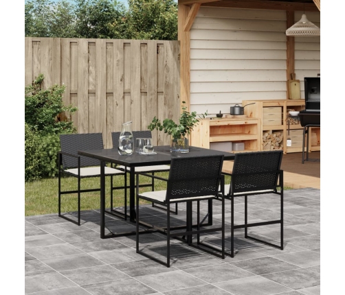 Set de muebles jardín 5 pzas con cojines ratán sintético negro