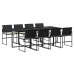 Set de comedor de jardín 9 pzas y cojines ratán sintético negro
