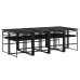 Set de comedor de jardín 9 pzas y cojines ratán sintético negro