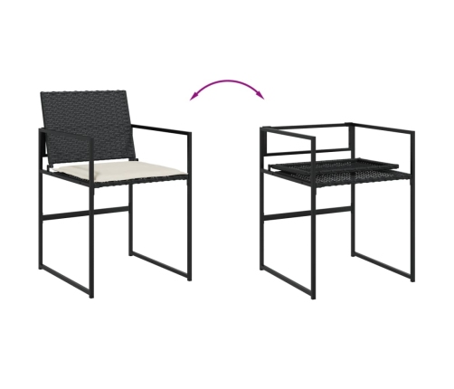 Set de comedor de jardín 9 pzas y cojines ratán sintético negro