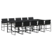 Set de comedor jardín 11 pzas con cojines ratán sintético negro