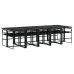 Set de comedor jardín 11 pzas con cojines ratán sintético negro