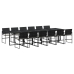 Set comedor de jardín con cojines 13 pzas ratán sintético negro