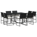 Set de comedor de jardín 9 pzas y cojines ratán sintético negro