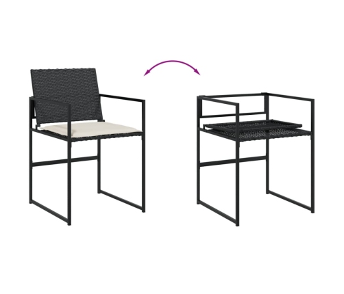 Set de comedor de jardín 9 pzas y cojines ratán sintético negro