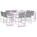 Set de comedor de jardín 9 pzas y cojines ratán sintético negro