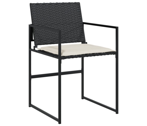 Set comedor de jardín con cojines 15 pzas ratán sintético negro