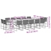 Set comedor de jardín con cojines 15 pzas ratán sintético negro