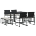 Set de comedor de jardín 9 pzas y cojines ratán sintético negro