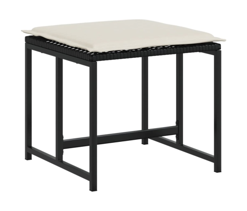 Set de comedor de jardín 9 pzas y cojines ratán sintético negro