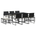 Set de comedor jardín 11 pzas con cojines ratán sintético negro