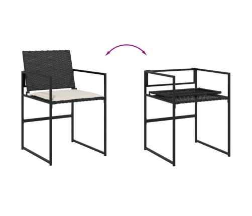 Set de comedor jardín 11 pzas con cojines ratán sintético negro