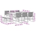 Set de comedor jardín 11 pzas con cojines ratán sintético negro