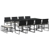 Set comedor de jardín con cojines 13 pzas ratán sintético negro