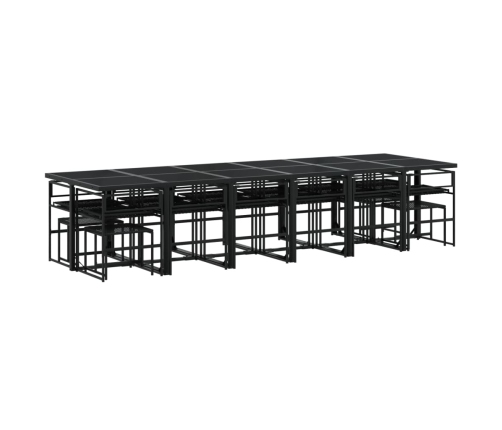 Set de muebles jardín 17 pzas con cojines ratán sintético negro