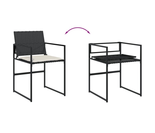 Set de muebles jardín 17 pzas con cojines ratán sintético negro