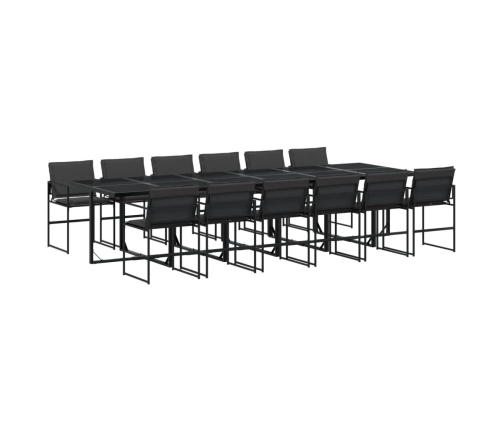 Juego de comedor de jardín 13 pzas con cojines textileno negro