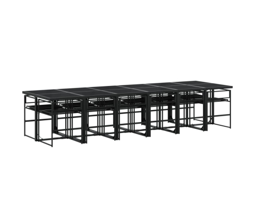 Juego de comedor de jardín 13 pzas con cojines textileno negro