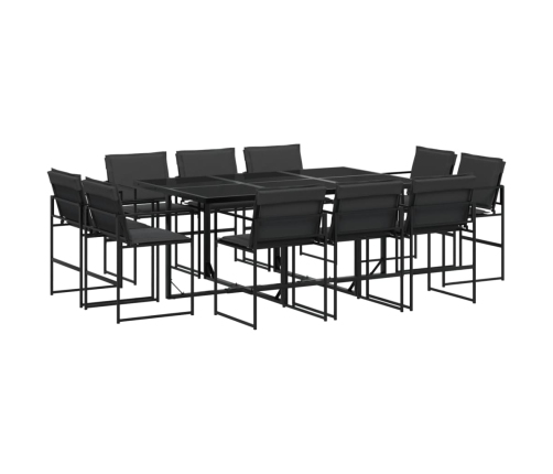 Juego de comedor de jardín 11 pzas con cojines textileno negro