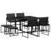 Juego de comedor de jardín 9 piezas con cojines textileno negro