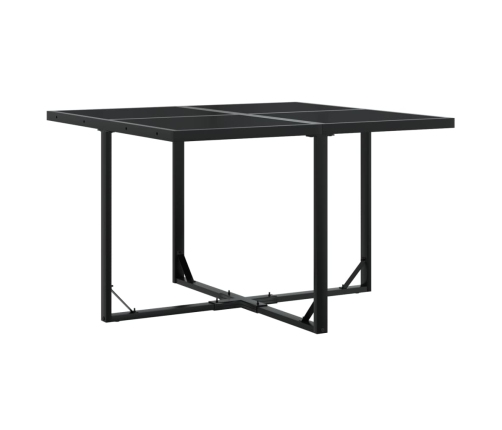 Juego de comedor de jardín 9 piezas con cojines textileno negro