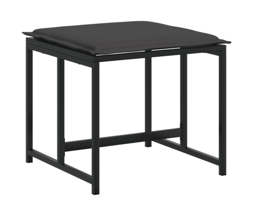 Juego de comedor de jardín 9 piezas con cojines textileno negro