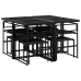 Juego de comedor de jardín 9 piezas con cojines textileno negro
